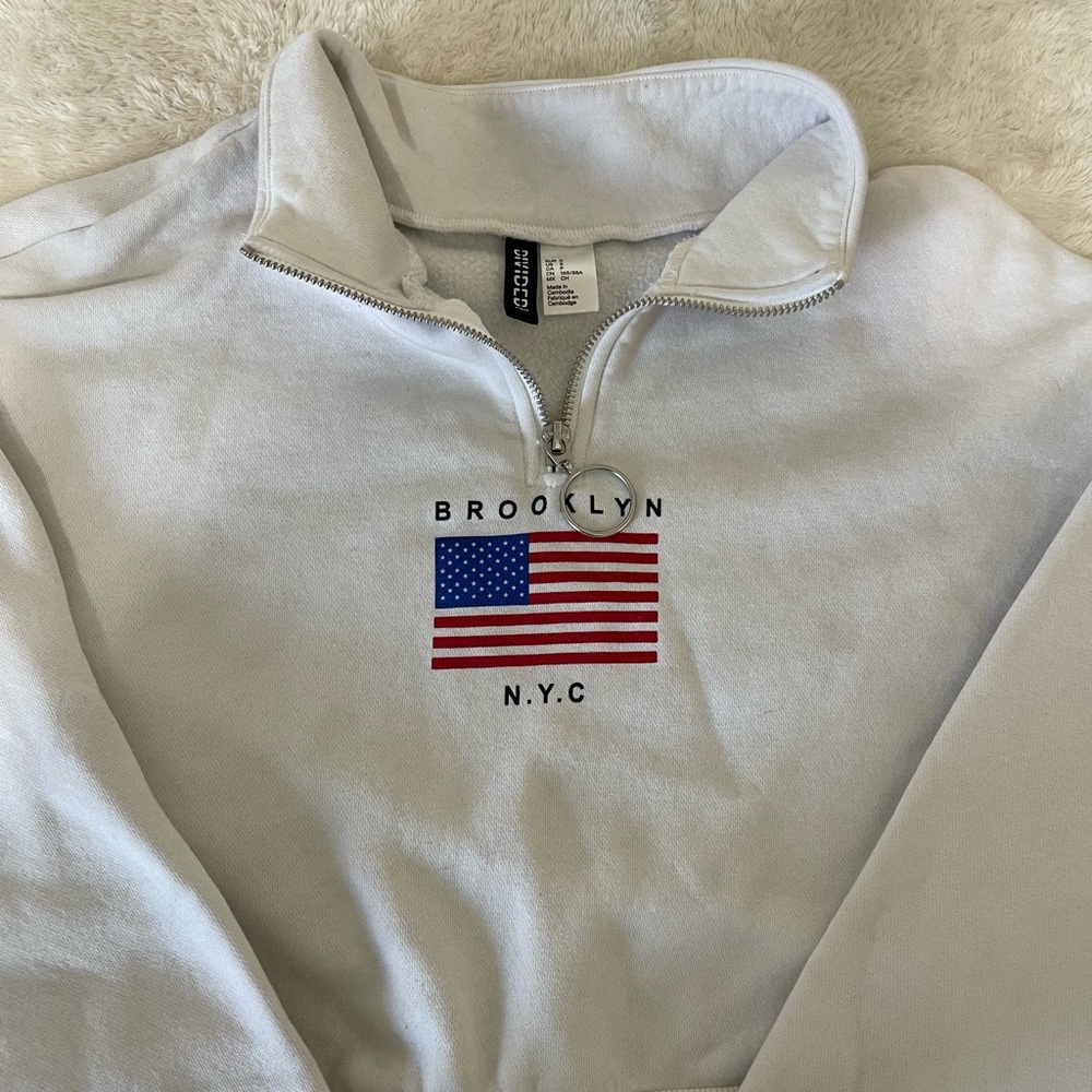 USA White Crop Hoodie